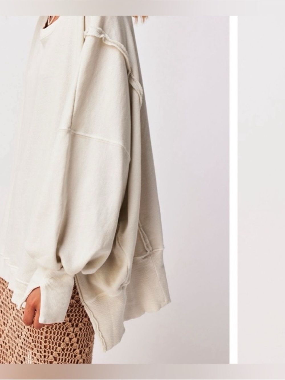 Free People We The Free Camden Sweatshirt in Delicacy/off white, Size S - Picture 6 of 7